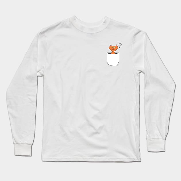 Curious Pocket Cat Long Sleeve T-Shirt by BadDrawnStuff